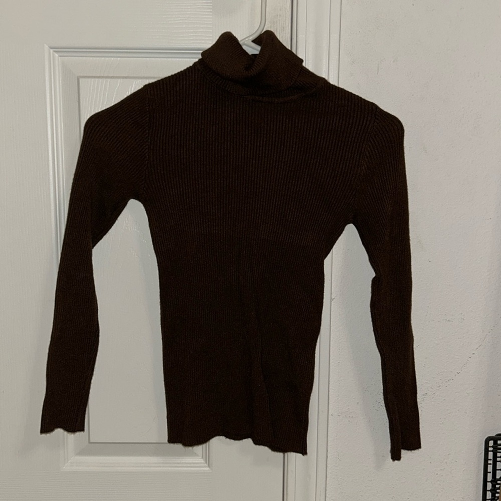 Brown ribbed turtleneck